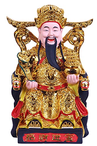 ART PARK Feng Shui CAI Shen Statue, Caishen, Wencaishen, God of Fortune, God of Wealth, Zhao CAI, Feng Shui Decor, Feng Shui Gift, Chinese New Year Gift ???Gold 12 Inches???