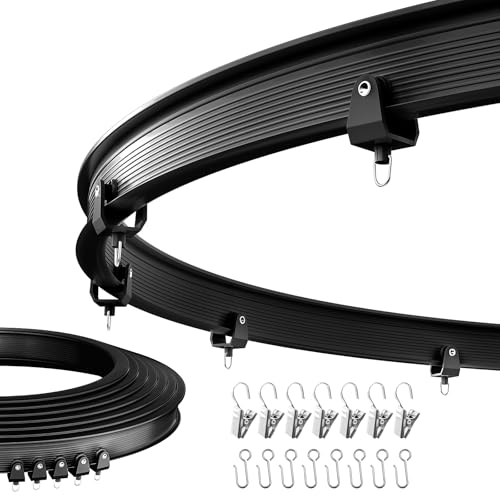 Flexible Bendable Ceiling Curtain Track, Ceiling Mount for Curtain Rail with Track Curtain System, Room Divider, Ceiling Curtain Rod, RV Ceiling Track for Curtains, 9.8 FT/ 3 M, Black