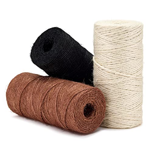Jute Twine 2 mm 3 x ?? 160 m ??? Black, White, Brown ??? Garden Twine, Decoration, Packaging