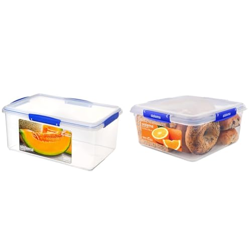 Sistema KLIP IT Food Storage Container - 9.6 L - Stackable & Airtight Fridge/Freezer Food Box & KLIP IT PLUS Food Storage Container - 5.5 L Square - Stackable & Airtight Fridge/Freezer