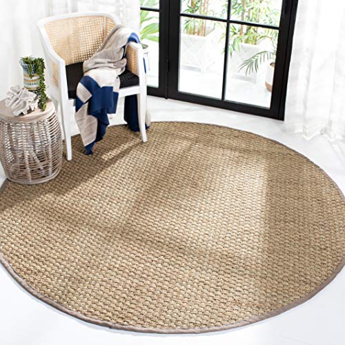 Safavieh Natural Fiber Rug for Living Room, Dining Room, Bedroom - Natural Fiber Collection, Short Pile, in Natural, 91 X 91 cm