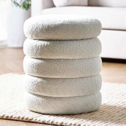 Julian Bowen Hailey Storage Footstool, Bouclé, Ivory - H50 x W40 x D40cm