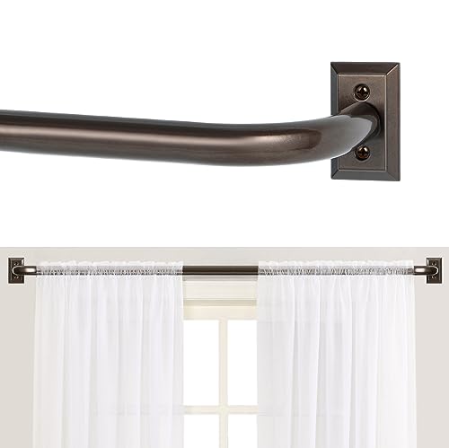 TANGWIN Bronze Wrap Around Curtain Rods 66 to 120 Inch:Blackout Heavy Duty Adjustable Long Window Curtain Rod Room Darkening,Modern Industrial Curved French Return Metal Drapery Rod Easy Install,Brown