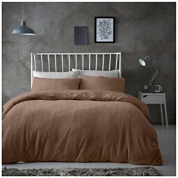 Gaveno Cavailia Popcorn King Duvet Set Mink, Honeycomb Waffle Weave Bedding, 3 Piece Teddy Flannel Fleece Reversible Bedlinen, Easy Care DuvetCover Bedset, 1 Quilt Cover and 2 Pillow Cases