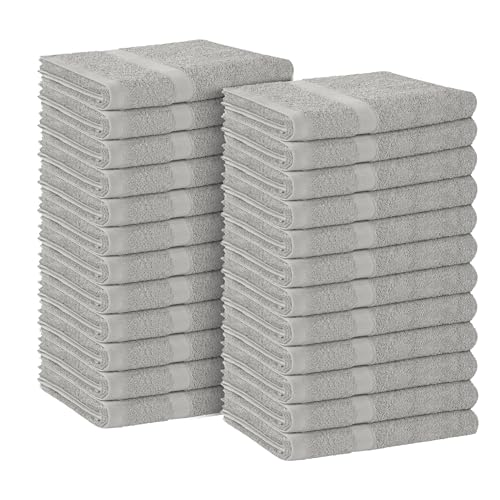Avalon Towels Silver Hand Towels 24 Pack - 100% Cotton, 16x27 Inch, Absorbent Spa & Gym Towels