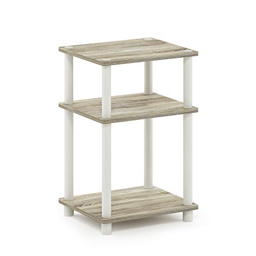 Furinno JUST Side Table, 3-Tier End Table, Open Shelves Night Stand, Bedside Table, Toolless Assembly, for Living Room, Bedroom, Sonoma Oak