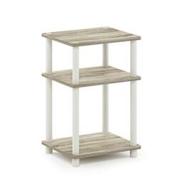 Furinno JUST Side Table, 3-Tier End Table, Open Shelves Night Stand, Bedside Table, Toolless Assembly, for Living Room, Bedroom, Sonoma Oak