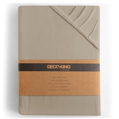 DecoKing Fitted Sheet Emperor 100% Combed Cotton Soft Jersey Bed Sheet 180x200-200x200 cm Cappuccino Amber
