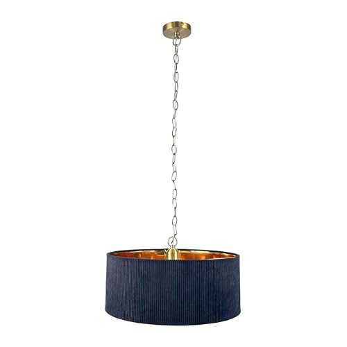 Relaxdays Pendant Light, Fabric Shade, HxD: 180 x 40 cm, Modern Pendant lamp, E27 Socket, Dining Light, Black/Bronze