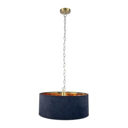 Relaxdays Pendant Light, Fabric Shade, HxD: 180 x 40 cm, Modern Pendant lamp, E27 Socket, Dining Light, Black/Bronze
