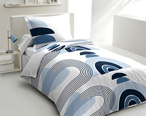 Home Linge Passion - Duvet Cover - 2 Pieces - 100% Cotton - 57 Thread Count - Single - 140 x 200 cm - Lonsdale Blue