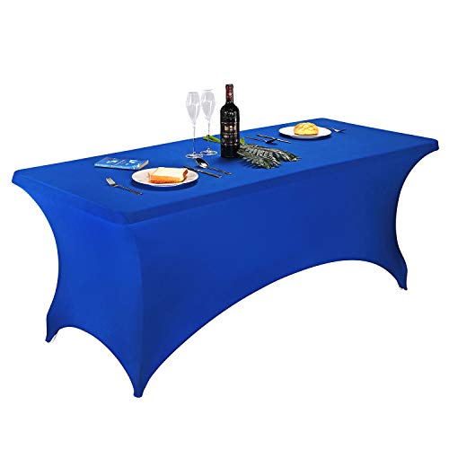 LZY Spandex Fitted Stretch Table Cover for 6 ft or 4ft or 8ft Folding Table, Rectangular Cocktail Tablecloth, Perfect for Party or Banquet