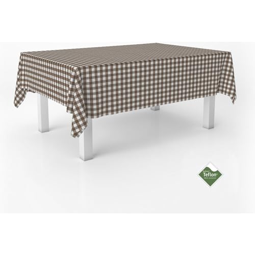 ECOMMERC3 Vichy Tablecloth Stain Resistant Rectangular Table 260x140cm - To have the table always ready, vichy box and Teflon finish: wipe clean, made in Spain