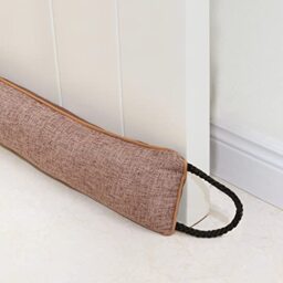 "Marwood Under Door Draught Excluder 91cm Wind Stopper for Door & Window, Weighted French Air Door Draft Stopper Front Door Snake Noise Blocker for Bottom of Door with Hanging Loops - Brown 36"""