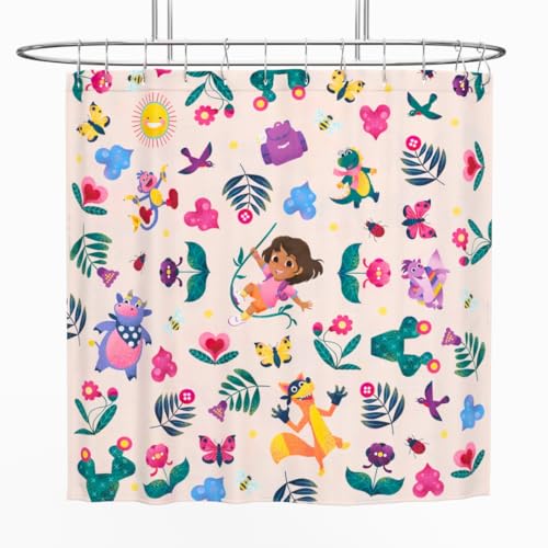Franco Dora The Explorer Kids Bath 13 Piece Shower Curtain and Ring Set, (100% Officially Licensed Product)