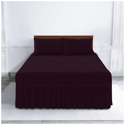 Gaveno Cavailia Luxury Non-Iron PERCALE VALANCE Sheet, Poly-Cotton, Berry , King