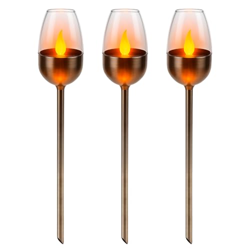 Status Lilydale Outdoor Garden Solar Light / 3 Pack of 6.3 Centimeter LED Open Flame Effect/Stainless Steel/Waterproof Garden Ornament Solar Light/Rechargeable Battery Included (LILYDALESS3PK6)