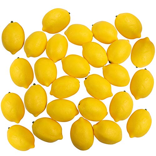 CCINEE 30PCS Artificial Yellow Lemon,Realistic Fake Lemon Faux Fruit Decor for Kitchen Table Decoration Photography Prop