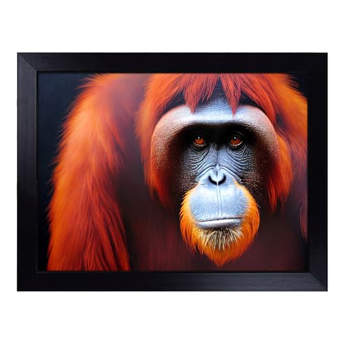 Lap Tray with Bean Bag Cushion, Enviable Orangutan - Handmade in the UK, Raised Wooden Edge, Padded Cushion, Heat-Resistant Wipe-Clean Surface, for Meals, Laptops and Crafts