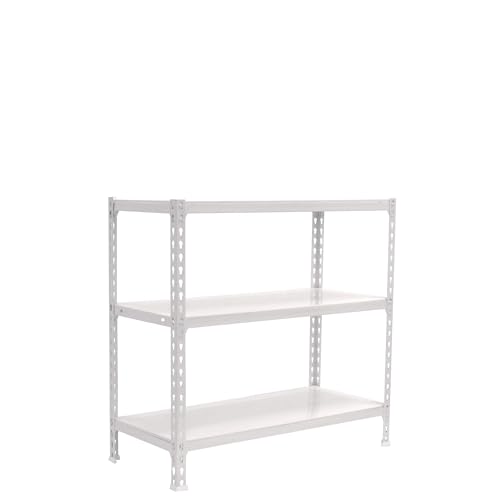 Simon Rack Garage Shelving Units 900x800x500 mm, 3 Tier Steel Rack, 180 kg per Shelf, White - Simonclick