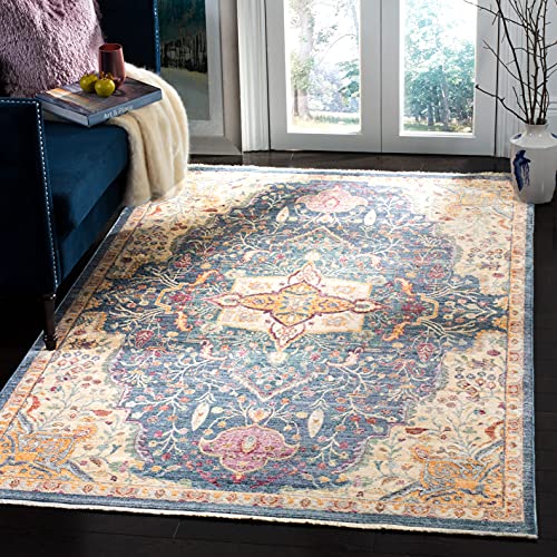 Safavieh Traditional Indoor Woven Rectangle Area Rug, Illusion Collection, ILL707, in Blue / Purple, 122 X 183 cm for Living Room, Bedroom or Any Indoor Space