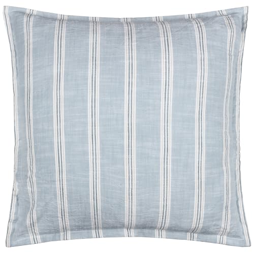 furn. Wylder Abersoch Stripe Cushion Cover – Nautical Stripe Coastal Cotton Decorative Case (Sail Blue – 50x50cm)