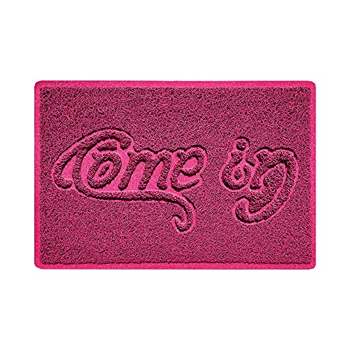 Nicoman COME-IN Embossed Shape Door Mat Dirt-Trapper Jet-Washable Doormat-(Use Indoor or Sheltered Outdoor)- (60x40cm/23.6x15.7inches, Small) Pink