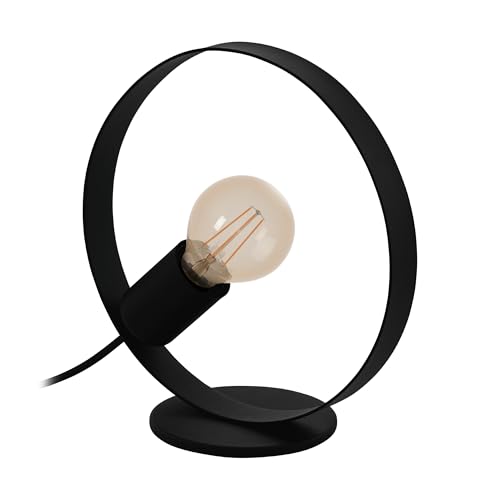 Eglo Bedside lamp Frijolas, Industrial and Minimalist Table Light Made of Black Metal, Living Room Lighting with Switch, E27 Socket