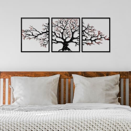 Hand-Painted Decorative Metal Wall Accessory (3 Pieces), 40 x 49 x 1.5 cm, 100% Metal, 1.5 mm Thick, Unique Colour Variations for Stylish Home Decor