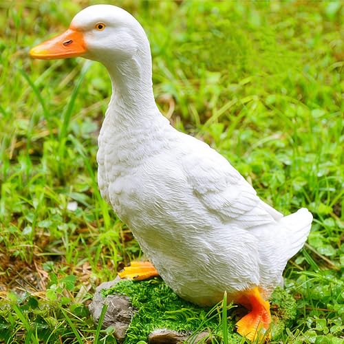 Euiroet Real Farm Duck Statues,Funny Duck Fence Decoration,Resin Duck Decor,Outdoor Real Animal Statue,Duck Sculpture,Perfect for Home Garden Stairs,Farm,Patio,Backyard (7 in)