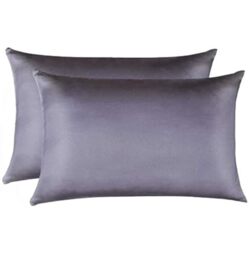 Jocoku 100% Mulberry Silk Pillowcases Set of 2 for Hair and Skin and Super Soft and Breathable Queen Size Nature Silk Pillowcases (Queen, Gray)