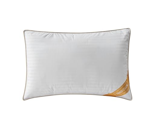 GC GAVENO CAVAILIA Hungarian Goose Down Pillow - Hypoallergenic Medium Neck Support Firm Pillow for Front & Back Side Sleeping With 100% Cotton Cover Bed - Pack of 1, 48x74 Cm