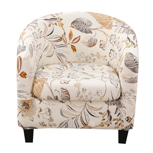 CRFATOP Club Chair Slipcover with Cushion Cover Printed 2 Piece Tub Chair Covers Armchair Covers Soft Washable Round Barrel Chair Covers Couch Covers for Bar Counter Living Room,02