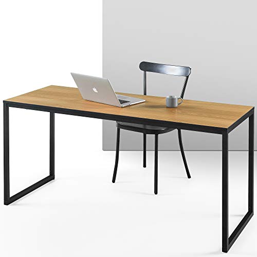 Zinus Jennifer 160x61x74 cm - Metal and wood modern study desk - Home office computer table - Natural Brown and Black