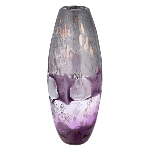 Glass Art Vase Feeling – Grey Purple Coloured – Glass – Height 42 cm – Waterproof – Flower Vase