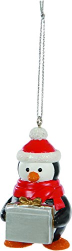 Suki Gifts International 5.5 cm Polyresin Dad Christmas Penguin Ornament, Black/White