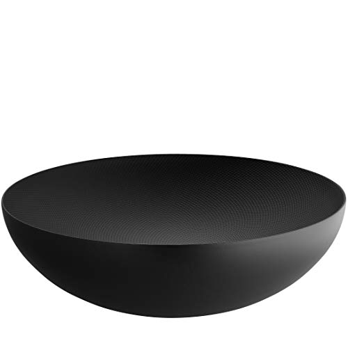 Alessi Double Dul02/32Bt - Design Double Wall Bowl in Steel Coloured with Epoxy Resin, Black with Relief Decoration