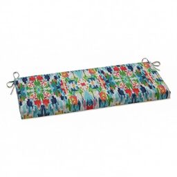 "Pillow Perfect Outdoor/Indoor Abstract Reflections Bench/Swing Cushion, 45"" x 18"", Blue"
