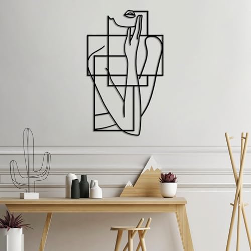 Hanah Home Stylish Black Decorative Metal Wall Accessory, 70 x 42 cm, 100% Metal, 1.5 mm Thick, Easy Wall Mounting, Perfect for Modern Decor