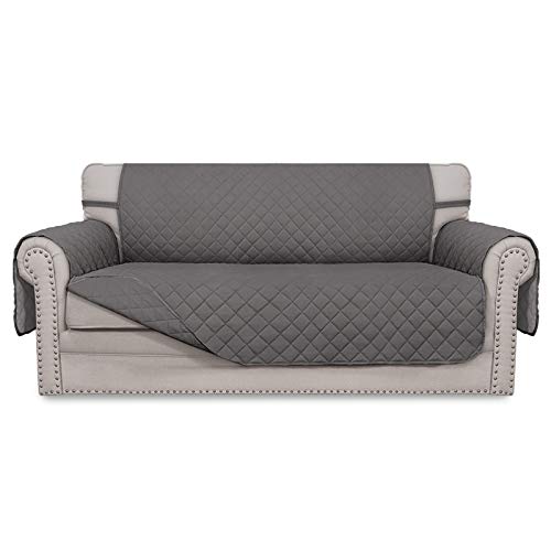 Easy-Going Sofa Slipcover Reversible Loveseat Sofa Cover Couch Cover for 2 Cushion Couch Furniture Protector with Elastic Straps for Pets Kids Dog Cat (Oversized Loveseat, Gray/Gray)
