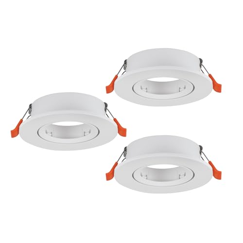 Eglo Set of 3 recessed spotlights Sapereta-E, Swivel Ceiling Spots, Round Lamps Without Bulb, White Plastic GU10 Socket, Ø 9 cm
