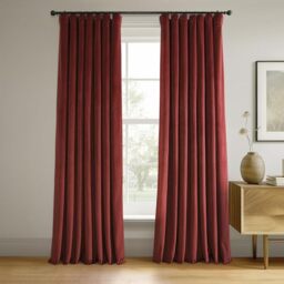 HPD Half Price Drapes Signature Velvet Thermal Blackout Curtains for Living Room 108 Inch Long (1 Panel) Rod Pocket Insulated Blackout Curtains for Bedroom Window Curtains, 50W x 108L, Crimson Rust
