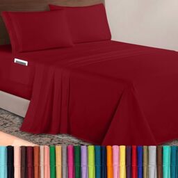 Elegant Comfort Luxurious 1500 Premium Hotel Quality Microfiber 4-Piece Sheet Set, 18-24 Inches Deep - Extra Deep Pocket Sheets - Ultra Soft 4PC Deep Pocket Sheets, Full, Burgundy