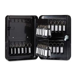 Relaxdays Metal Key Cabinet, Lockable, 48 Hooks with Key Tags, HWD 25x18x7.5 cm, Black