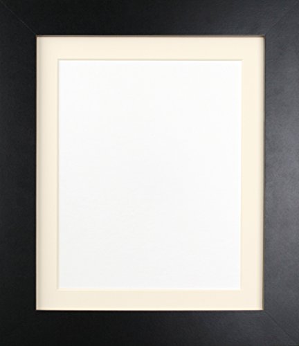 FRAMES BY POST London Picture Photo Frame, Black with Ivory Mount, 12 x 12 Image Size 8 x 8 Inches