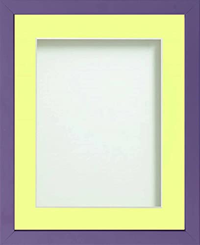 Frame Company Jellybean Range Purple Wooden A2 Picture Photo Frame with Lemon Bon Bon Mount for Image A3 * Choice of Colours & Sizes* Fitted with Perspex