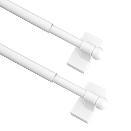 Coquilles Multi-Use Adjustable Magnetic Curtain Rods for Doors, Windows, Tool Boxes, 9-16 Inch, Easy Installation???2-Pack???White
