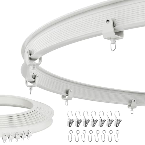 Ceiling Curtain Track curved curtain rod Curtain track Ceiling Mount sliding curtain track flexible curtain track Room Divider, 16.4 FT/ 5 M, White