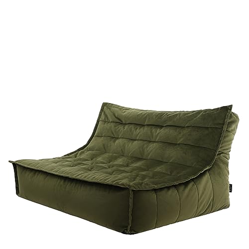 icon Kota Velvet Bean Bag Sofa, Olive Green, Floor Seater Sofa