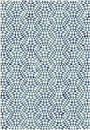 Aspect KALEIDO Vintage Geometric Pattern Area Rug (Blue/Cream, 120x170cm)